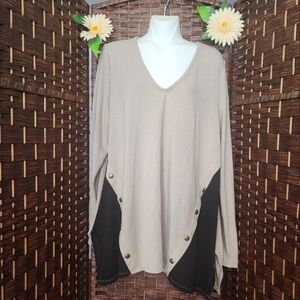 Retrelogy long sleeves blouse color beige and black